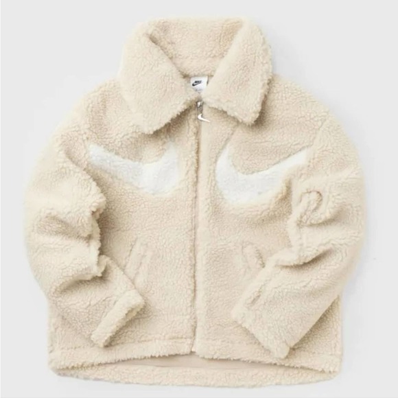 Nike Swoosh-logo faux-shearling short‎ teddy jacket plus size 2X new!! - Picture 2 of 12